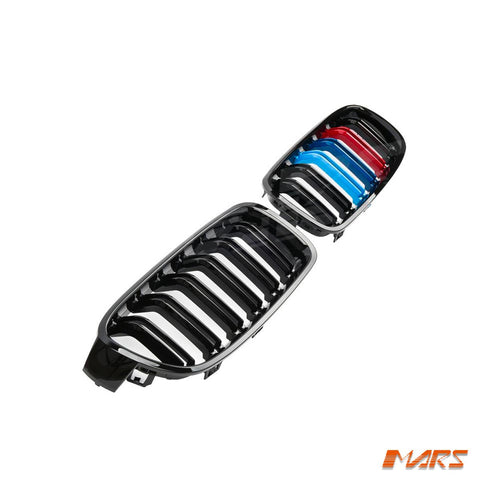 Gloss Black M3 Style Front Bumper Bar Kidney Grille Grill Bodykit with colour stripes for BMW 3 Series F30 Sedan & F31 Wagon 2012 - 2018 - Mars Performance