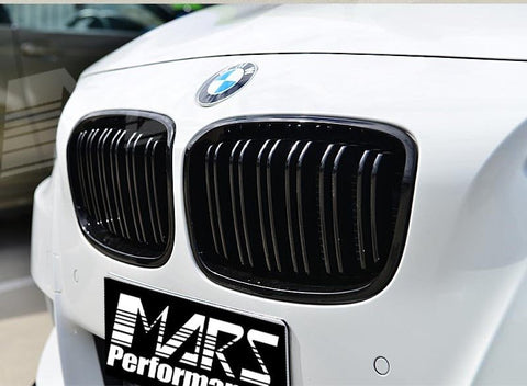 Gloss Black M4 style Front Bumper Bar Bodykit Kidney Grille Grill for BMW 1 Series F20 Hatch Pre LCI 2011 - 2015 - Mars Performance