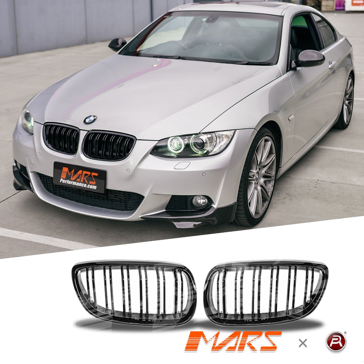 Gloss Black M4 Style Front Bumper bar Grille Grill Bodykit for BMW 3 Series E92 Coupe & E93 Convertible Pre LCI 2006 - 2009 - Mars Performance