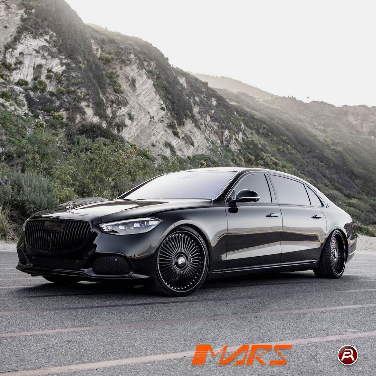 Gloss Black Maybach Style Front Bumper Bar Grill Grille Bodykit for Mercedes - Benz W223 S - Class 2021+ - Mars Performance