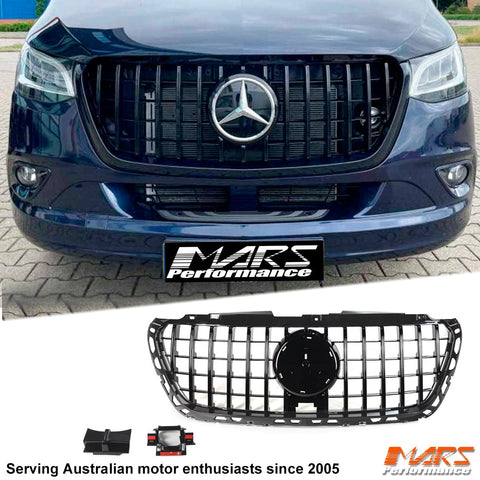 Gloss Black Panamericana Bumper Bar Grill Grille Bodykit for Mercedes - Benz Sprinter W907 2018 - 2024 - Mars Performance