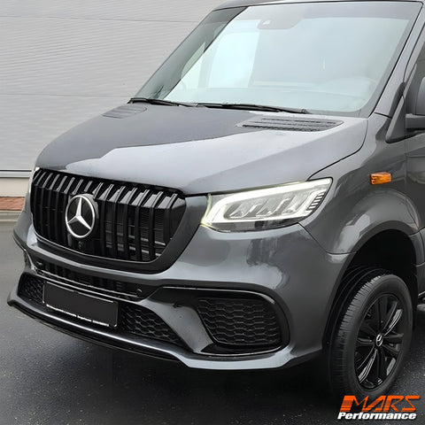 Gloss Black Panamericana Bumper Bar Grill Grille Bodykit for Mercedes - Benz Sprinter W907 2018 - 2024 - Mars Performance
