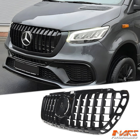 Gloss Black Panamericana Bumper Bar Grill Grille Bodykit for Mercedes - Benz Sprinter W907 2018 - 2024 - Mars Performance