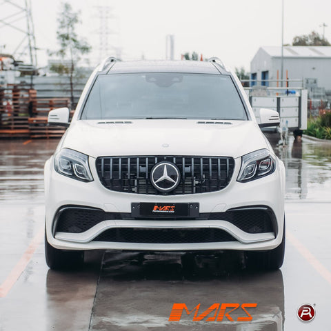 Gloss Black Panamericana Front Bumper Bar Grill Grille Bodykit for Mercedes - Benz GLS Class X166 & GLS63 AMG 2016 - 2019 - Mars Performance