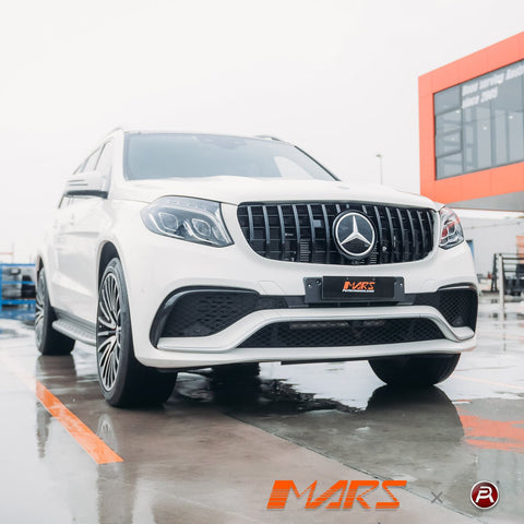 Gloss Black Panamericana Front Bumper Bar Grill Grille Bodykit for Mercedes - Benz GLS Class X166 & GLS63 AMG 2016 - 2019 - Mars Performance