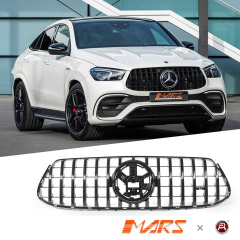 Gloss Black Panamericana Front Bumper Bar Grille Grill Bodykit for Mercedes - Benz W167 GLE - Class GLE63 AMG V167 Hatch & C167 Coupe 2019 - 2025 - Mars Performance