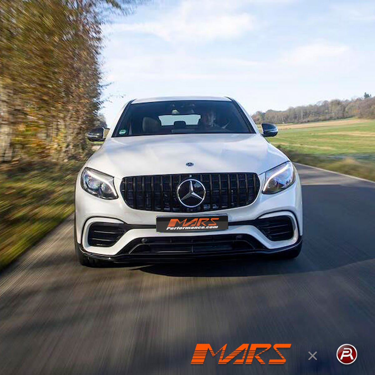 Gloss Black Panamericana Front Bumper Bar Grille Grill Bodykit for Mercedes - Benz X253 C253 GLC - Class GLC63 AMG 2018 - 2019 - Mars Performance