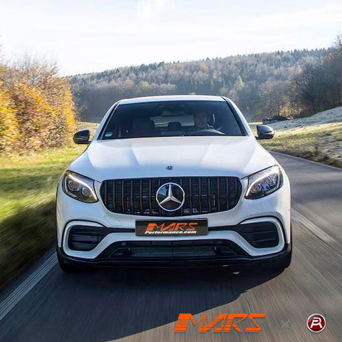 Gloss Black Panamericana Front Bumper Bar Grille Grill Bodykit for Mercedes - Benz X253 C253 GLC - Class GLC63 AMG 2018 - 2019 - Mars Performance