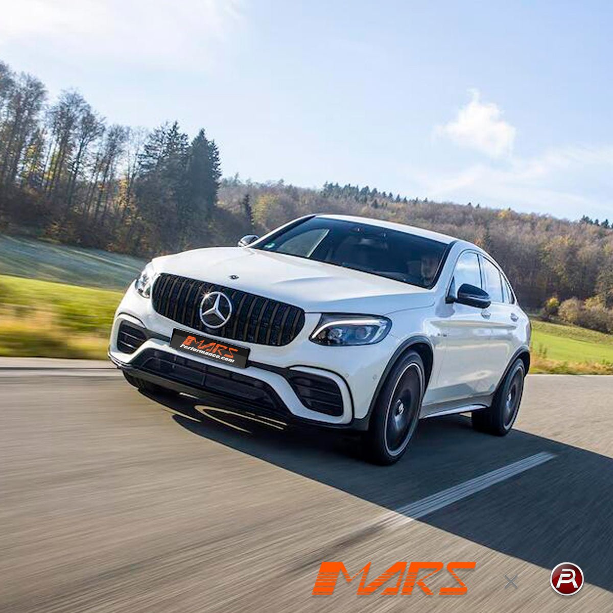 Gloss Black Panamericana Front Bumper Bar Grille Grill Bodykit for Mercedes - Benz X253 C253 GLC - Class GLC63 AMG 2018 - 2019 - Mars Performance