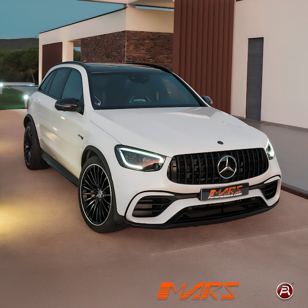 Gloss Black Panamericana Front Bumper Bar Grille Grill Bodykit for Mercedes - Benz X253 C253 GLC - Class GLC63 AMG 2019 - 2023 - Mars Performance
