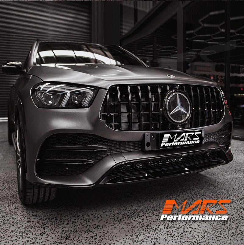 Gloss Black Panamericana Style Front Bumper Bar Grille Grill Bodykit for Mercedes - Benz W167 GLE - Class V167 Hatch C167 Coupe & GLE53 AMG 2019 - 2025 - Mars Performance