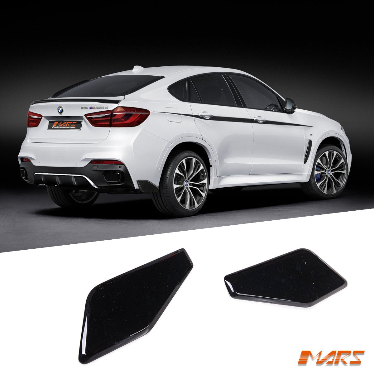Gloss Black Performance Style Aero DYNAMIC Rear Bumper Bar Side Diffuser Splitters Bodykit for BMW F16 X6 M Sport 2014 - 2019 - Mars Performance