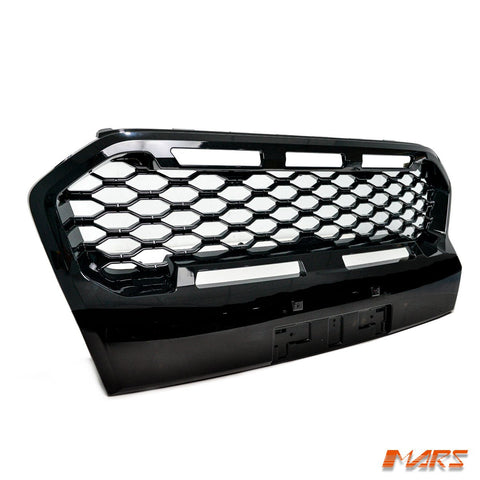 Gloss Black Raptor Style Front Bumper Bar Grille Grill Bodykit & LED DRL Lights for Ford Ranger PX MK3 WildTrak - Mars Performance