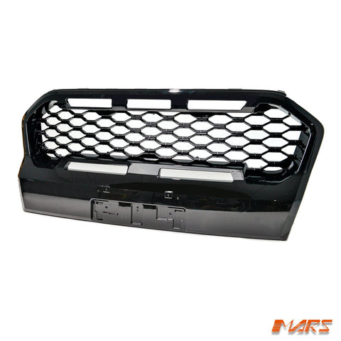 Gloss Black Raptor Style Front Bumper Bar Grille Grill Bodykit & LED DRL Lights for Ford Ranger PX MK3 WildTrak - Mars Performance