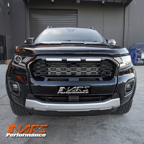 Gloss Black Raptor Style Front Bumper Bar Grille Grill Bodykit & LED DRL Lights for Ford Ranger PX MK3 WildTrak - Mars Performance