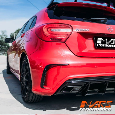 Gloss Black Rear bumper Bar side Splitter Vent Blade Canards Bodykit for Mercedes - Benz A - Class W176 A45 & AMG Package 2012 - 2018 - Mars Performance