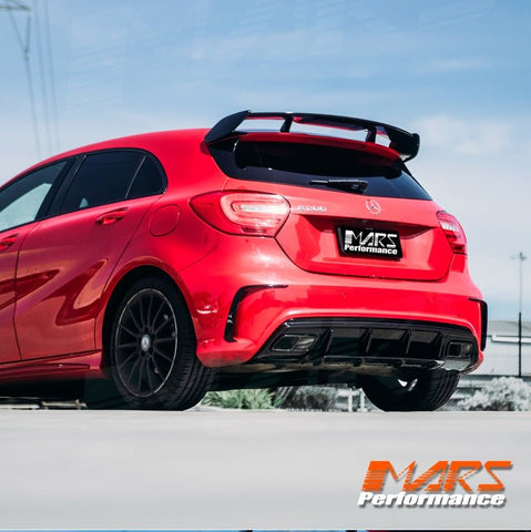 Gloss Black Rear bumper Bar side Splitter Vent Blade Canards Bodykit for Mercedes - Benz A - Class W176 A45 & AMG Package 2012 - 2018 - Mars Performance