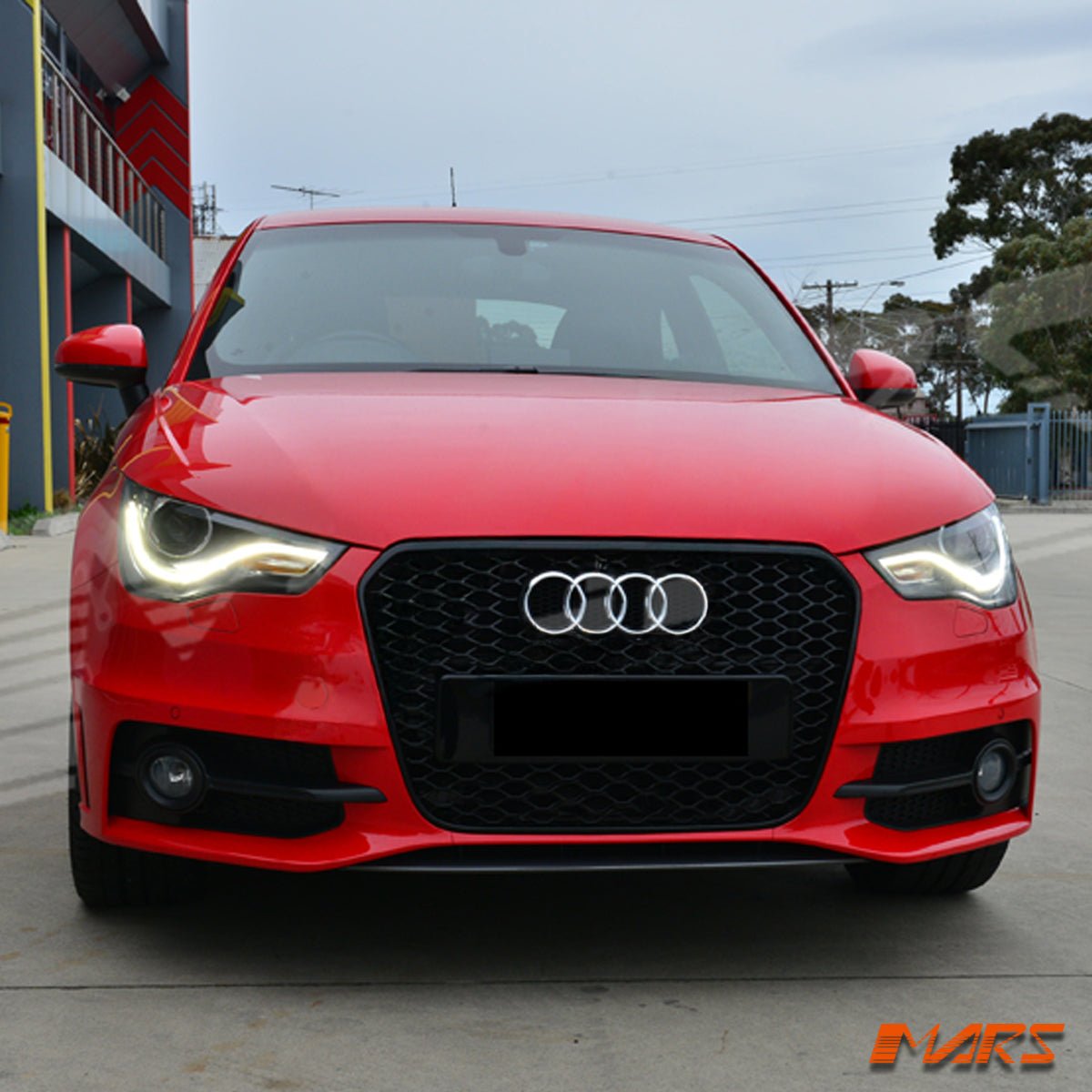Gloss Black RS1 Honeycomb Style Front Bumper Bar Grille Grill Bodykit for AUDI A1 8X 2010 - 2014 - Mars Performance