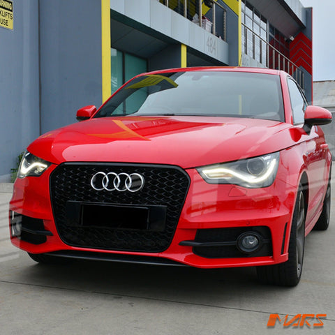 Gloss Black RS1 Honeycomb Style Front Bumper Bar Grille Grill Bodykit for AUDI A1 8X 2010 - 2014 - Mars Performance