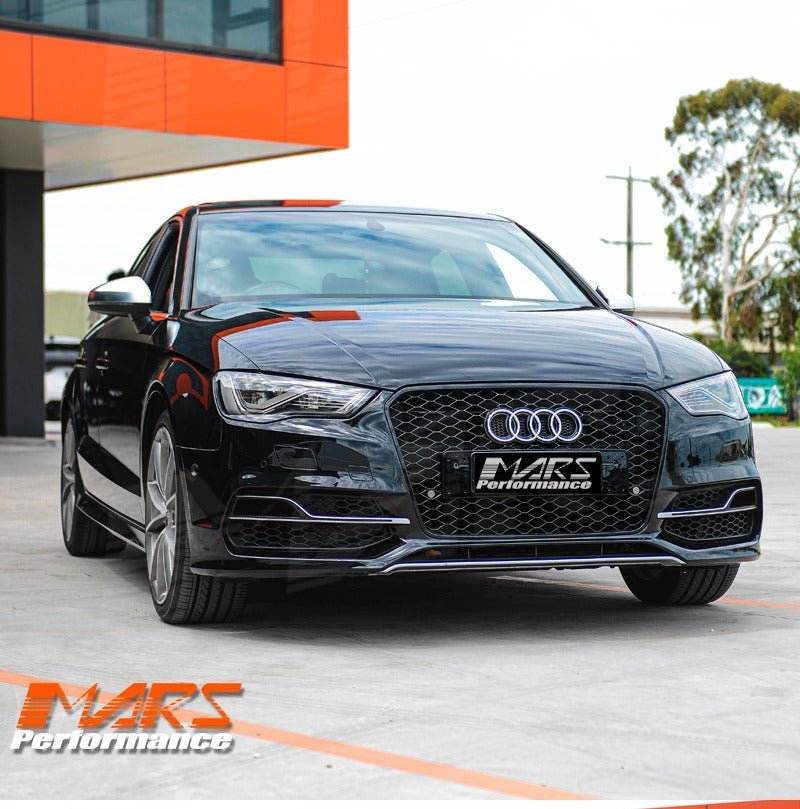 Gloss Black RS3 Style Front Bumper Bar Grille Grill Bodykit for AUDI A3 S3 8V 2013 - 2016 - Mars Performance