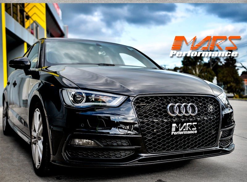 Gloss Black RS3 Style Front Bumper Bar Grille Grill Bodykit for AUDI A3 S3 8V 2013 - 2016 - Mars Performance