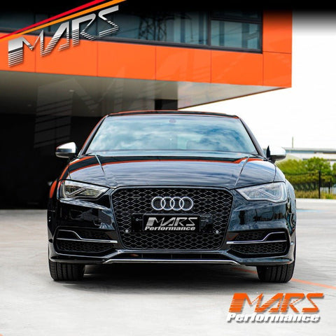 Gloss Black RS3 Style Front Bumper Bar Grille Grill Bodykit for AUDI A3 S3 8V 2013 - 2016 - Mars Performance