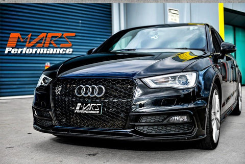 Gloss Black RS3 Style Front Bumper Bar Grille Grill Bodykit for AUDI A3 S3 8V 2013 - 2016 - Mars Performance