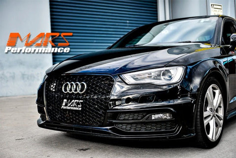 Gloss Black RS3 Style Front Bumper Bar Grille Grill Bodykit for AUDI A3 S3 8V 2013 - 2016 - Mars Performance