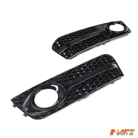 Gloss Black RS4 Style Front Bumper Bar Fog Lights Cover Grille for AUDI A4 B8 2009 - 2011 - Mars Performance