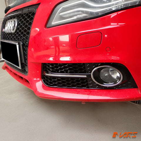 Gloss Black RS4 Style Front Bumper Bar Fog Lights Cover Grille for AUDI A4 B8 2009 - 2011 - Mars Performance