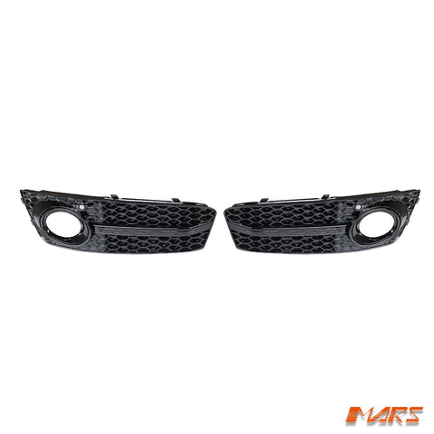 Gloss Black RS4 Style Front Bumper Bar Fog Lights Cover Grille for AUDI A4 B8 2009 - 2011 - Mars Performance