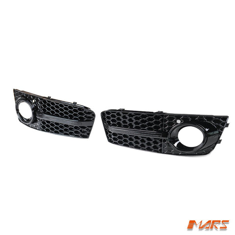 Gloss Black RS4 Style Front Bumper Bar Fog Lights Cover Grille for AUDI A4 B8 2009 - 2011 - Mars Performance