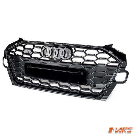Gloss Black S4 Style Front Bumper Bar Grille Grill Bodykit for AUDI A4 S4 B9 2020 - 2024 - Mars Performance