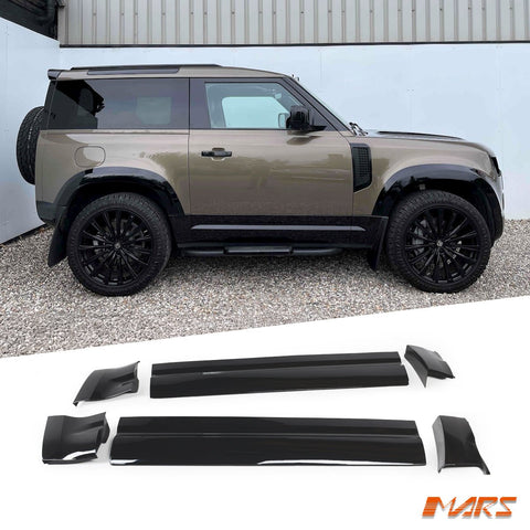 Gloss Black Side Door Moulding Skirts Trim Bodykit for Land Rover Defender L663 90 2020 - 2025 - Mars Performance