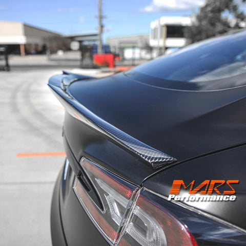 GT - V Style Carbon Fibre Rear trunk boot lip Spoiler Wing for Tesla Model S 2013 - 2018 - Mars Performance