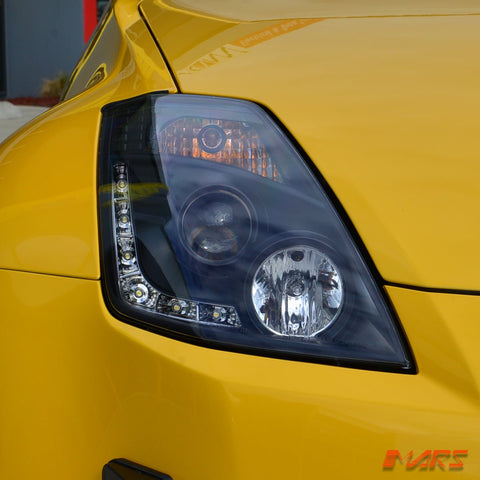 JDM Black LED DRL Projector Head Lights for Nissan Z33 350Z 2003 - 2005 Series 1 - Mars Performance