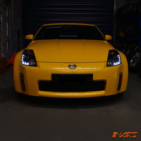 JDM Black LED DRL Projector Head Lights for Nissan Z33 350Z 2003 - 2005 Series 1 - Mars Performance