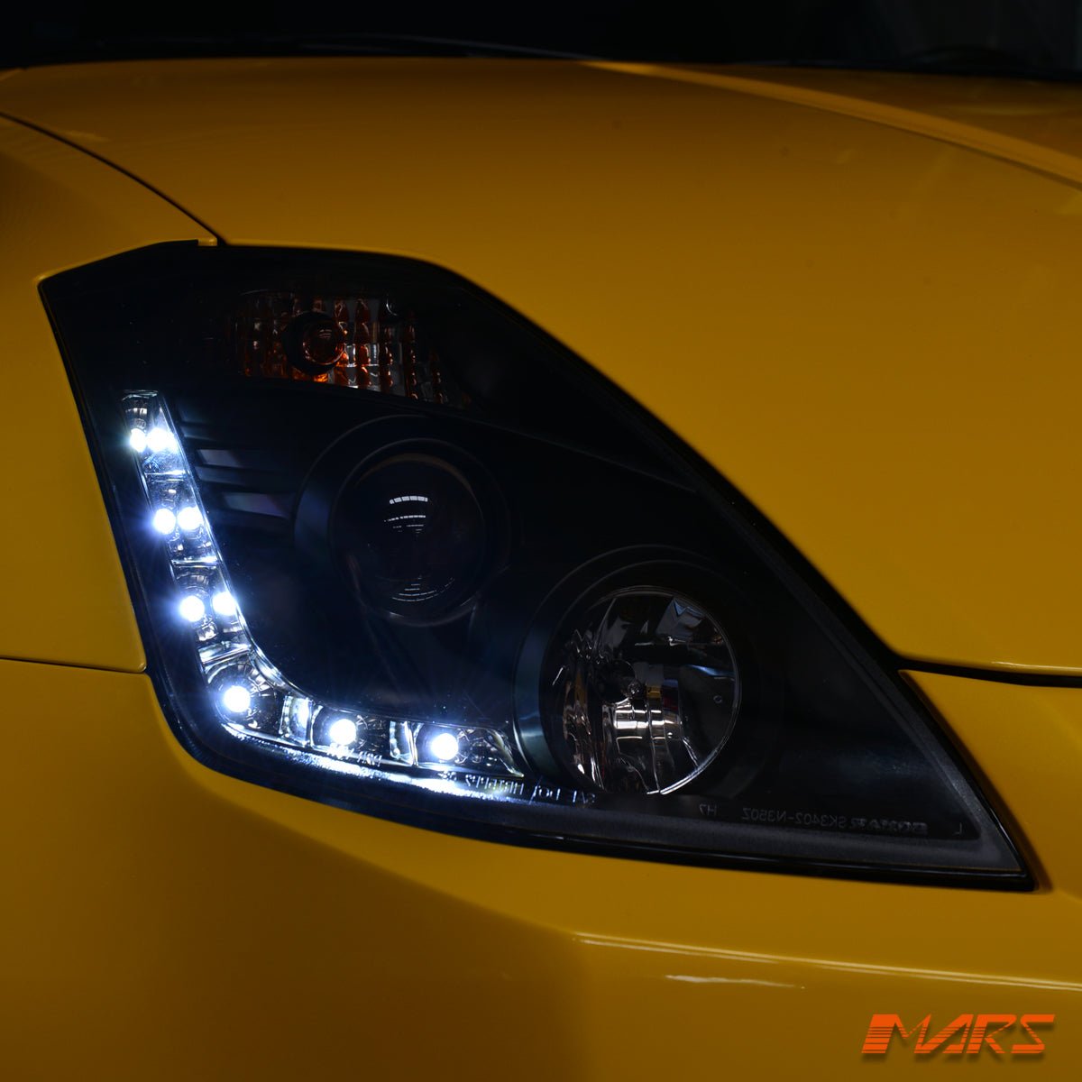 JDM Black LED DRL Projector Head Lights for Nissan Z33 350Z 2003 - 2005 Series 1 - Mars Performance