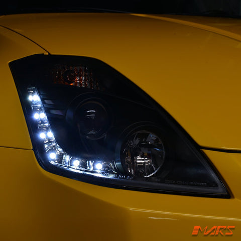JDM Black LED DRL Projector Head Lights for Nissan Z33 350Z 2003 - 2005 Series 1 - Mars Performance