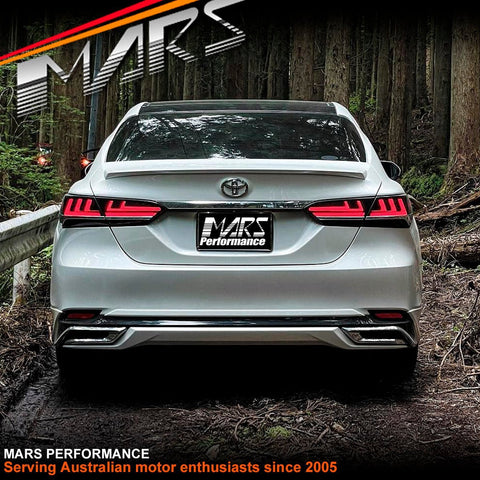JDM Smoked Black 3D Stripe Bar Full LED Tail Lights with Sequential Indicators for Toyota Camry 2018 - 2024 - Mars Performance
