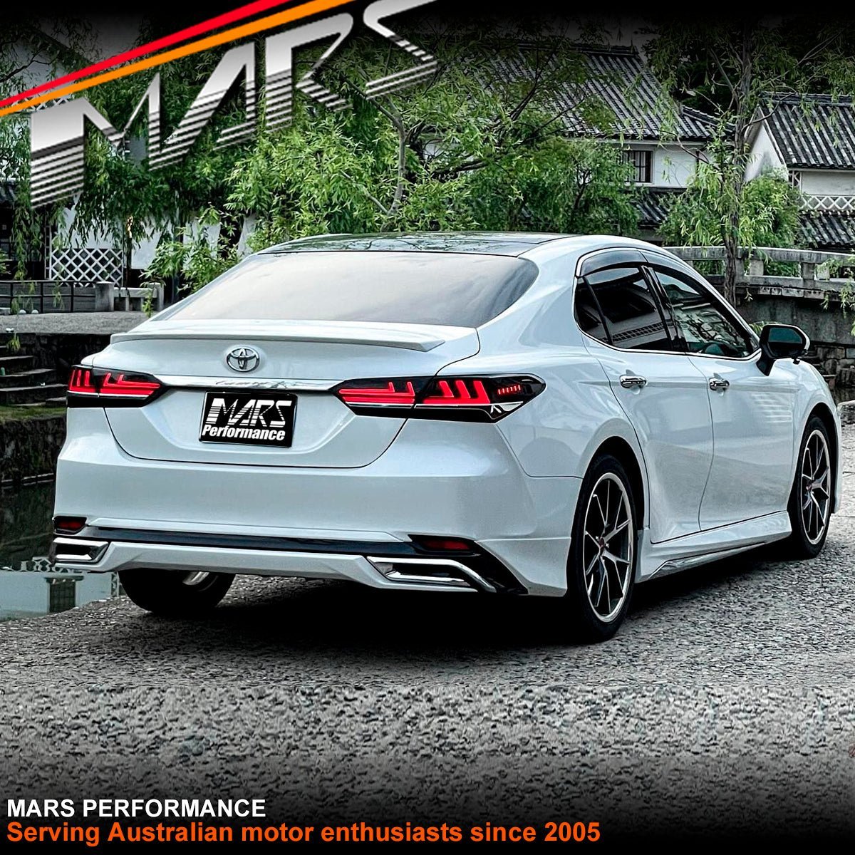 JDM Smoked Black 3D Stripe Bar Full LED Tail Lights with Sequential Indicators for Toyota Camry 2018 - 2024 - Mars Performance