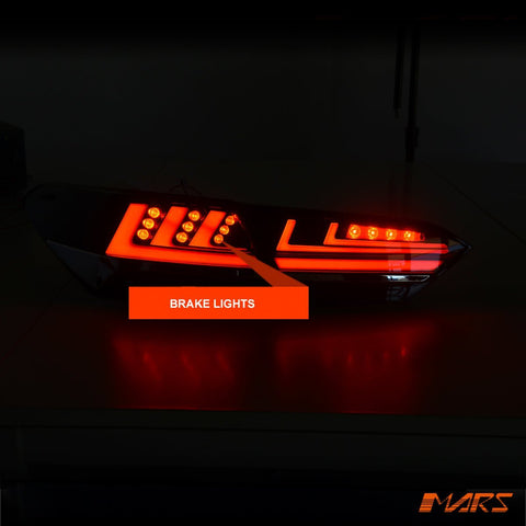 JDM Smoked Black 3D Stripe Bar Full LED Tail Lights with Sequential Indicators for Toyota Camry 2018 - 2024 - Mars Performance