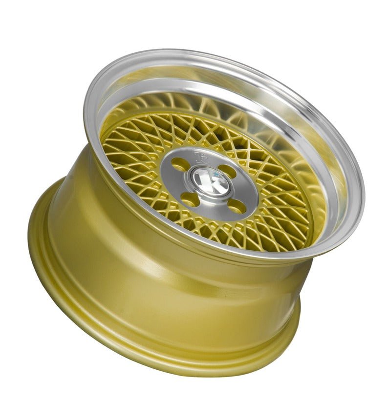 Klutch SL1 15 x 8.5 Inch Gold Mesh with Deep Chrome Dish Alloy Wheels Rims 4 x 100 ET17 - Mars Performance