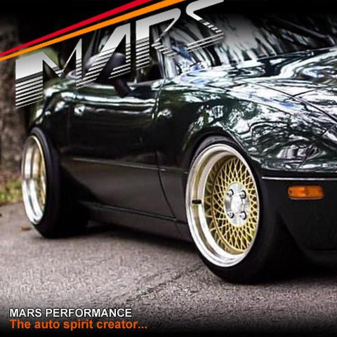 Klutch SL1 15 x 8.5 Inch Gold Mesh with Deep Chrome Dish Alloy Wheels Rims 4 x 100 ET17 - Mars Performance