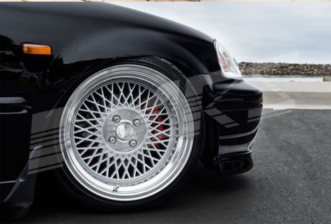 Klutch SL1 15 x 8.5 Inch Silver Mesh with Deep Chrome Dish Alloy Wheels Rims 4 x 100 ET17 - Mars Performance