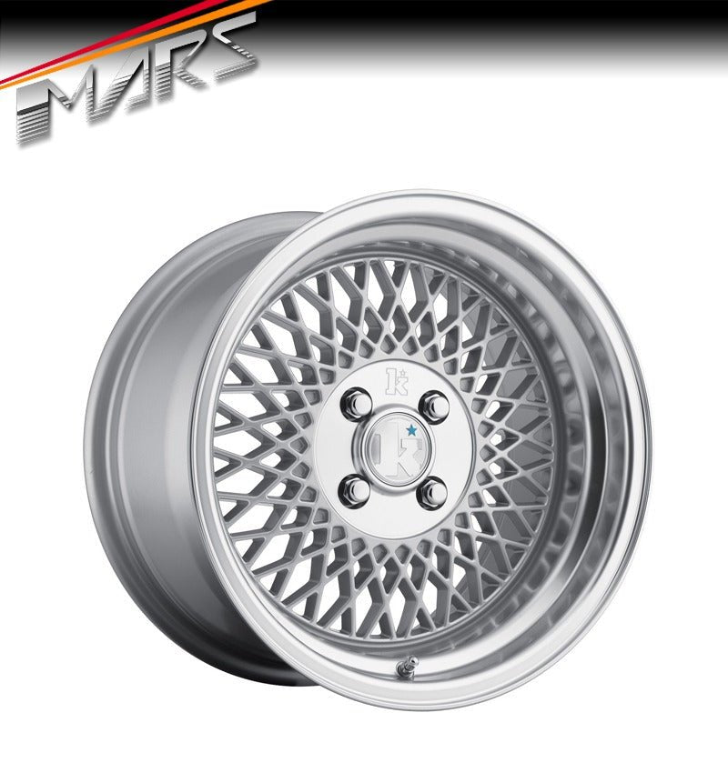 Klutch SL1 15 x 8.5 Inch Silver Mesh with Deep Chrome Dish Alloy Wheels Rims 4 x 100 ET17 - Mars Performance
