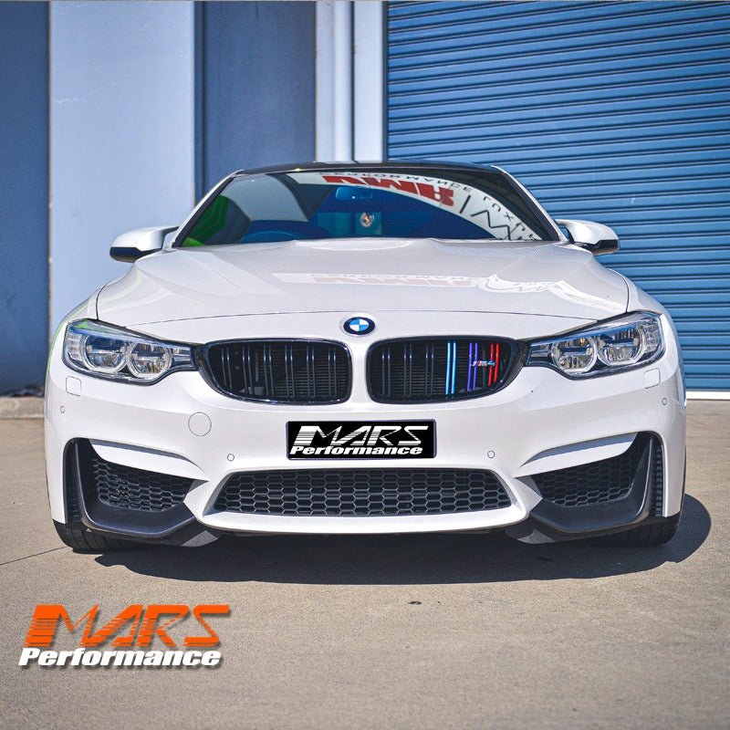 M Performance Style Matt Black Front Bumper Bar Splitter Covers for BMW F80 M3 & F82 F83 M4 - Mars Performance