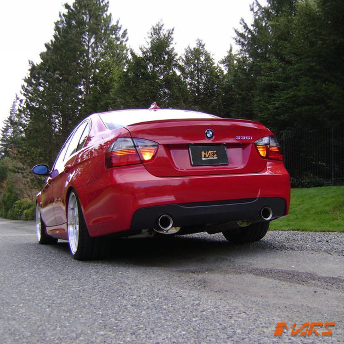 M Tech Sport Style Rear Bumper Bar Bodykit with Twin Exhaust Outlet for BMW 3 Series E90 Sedan 335i 2005 - 2011 - Mars Performance