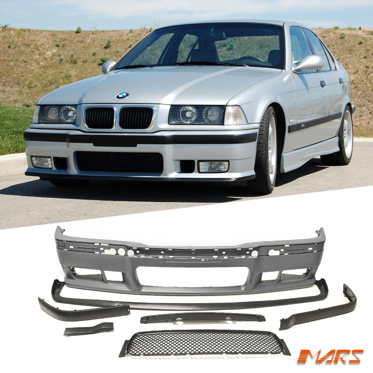 M3 style front bumper bar Bodykit for BMW 3 - Series E36 Sedan & Coupe & Convertible 1991 - 1999 - Mars Performance