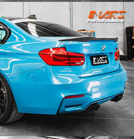 M4 Style Carbon Fibre Rear trunk boot lip Spoiler Bodykit for BMW 3 Series F30 & M3 F80 Sedan - Mars Performance